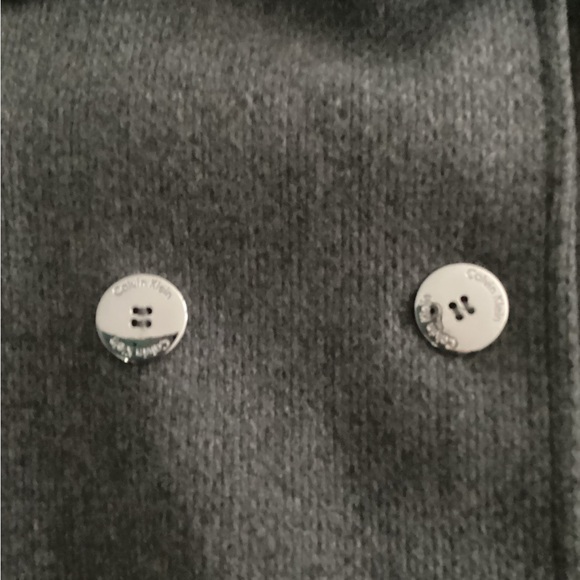 Calvin Klein Charcoal Double-Breasted Pea Coat Jacket Size 8 - Picture 3 of 10